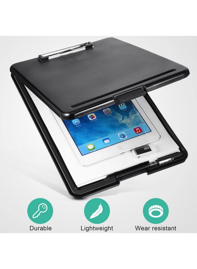 Chinco 10 Pieces Clipboard with Storage Plastic Storage Clipboard Nursing Clipboard Foldable Clip Board with Low Profile Clip for Home Office School, Size 9.5 x 13.5 Inch (Black) - Image 4