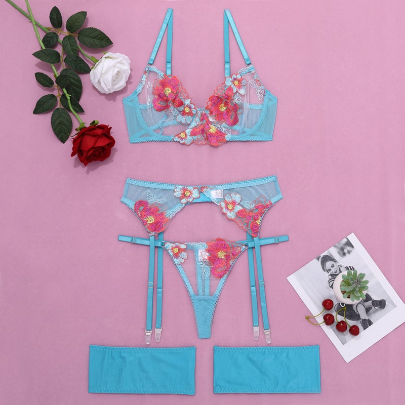 Lusha Export Popular Intimates Garter Embroidered Mesh Multi-Color Body Shaping Split Suit Xyh0348 - Image 1