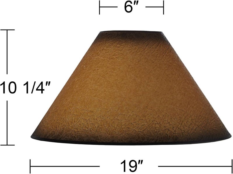 Springcrest Distressed Faux Paper Large Lamp Shade 6" Top x 19" Bottom x 12" Slant x 10.25" High (Spider) Replacement with Harp and Finial - - Image 4