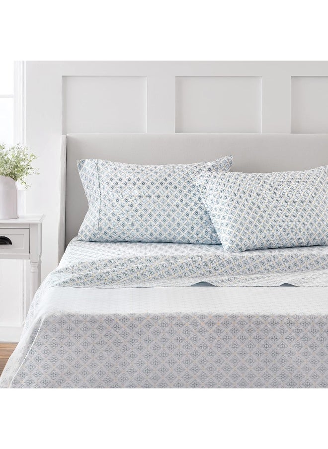 Martha stewart - MARTHA STEWART Cotton Geometric Sheets for Queen Size Bed - Image 1