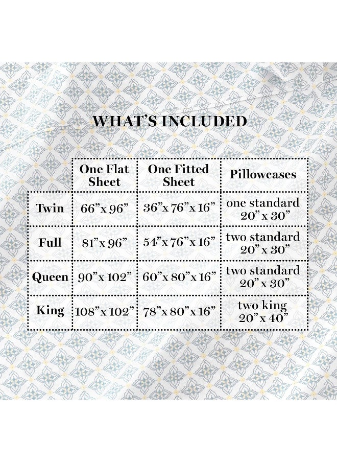Martha stewart - MARTHA STEWART Cotton Geometric Sheets for Queen Size Bed - Image 1