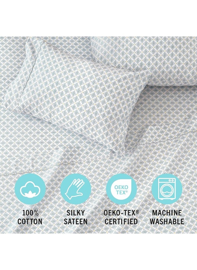 Martha stewart - MARTHA STEWART Cotton Geometric Sheets for Queen Size Bed - Image 1