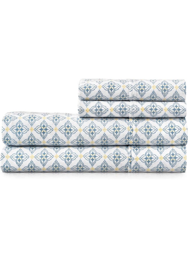 Martha stewart - MARTHA STEWART Cotton Geometric Sheets for Queen Size Bed - Image 1