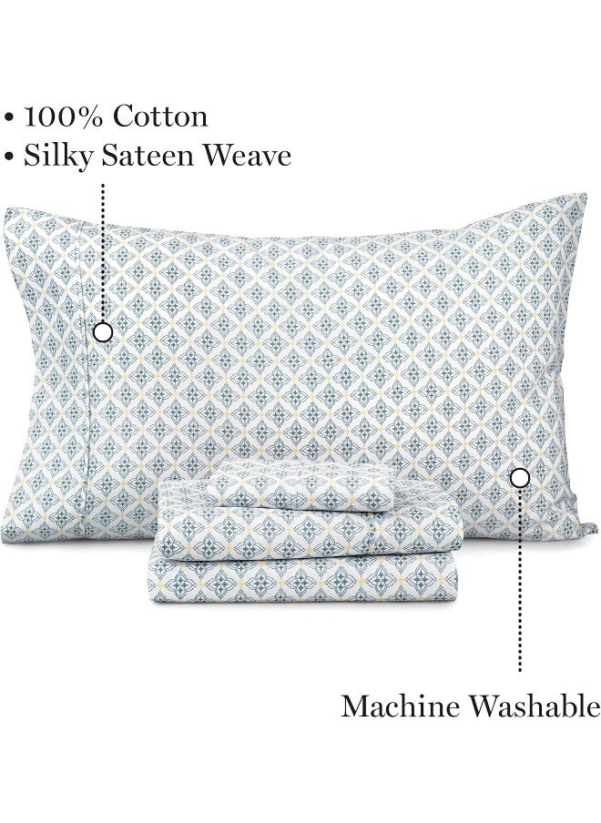 Martha stewart - MARTHA STEWART Cotton Geometric Sheets for Queen Size Bed - Image 1