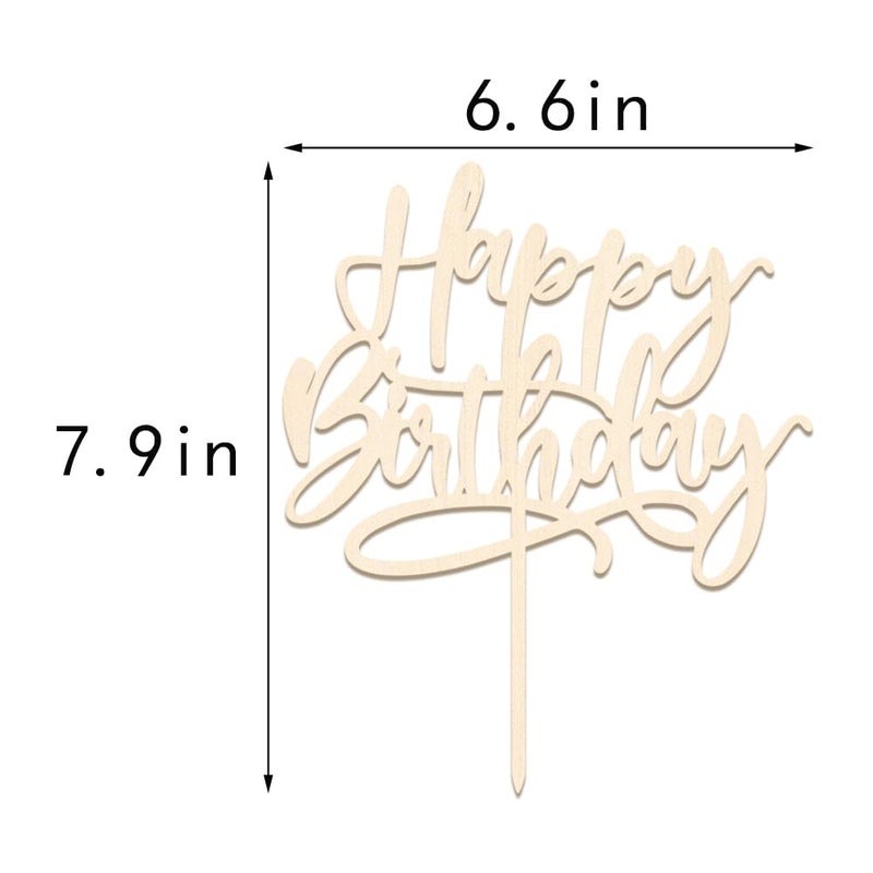 Kaoenla Happy Birthday Cake Topper  wood Happy Birthday Cake Decoration Suitable For Party Decoration For Anniversary/Birthday (wood) - Image 1