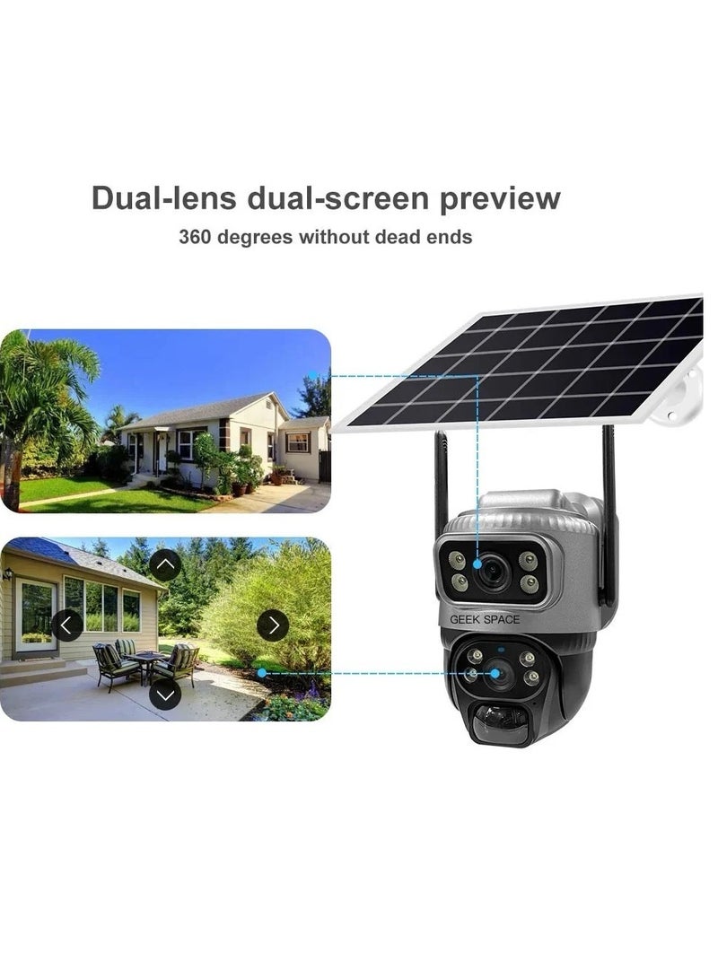 المهوس الفضاء كاميرا مراقبة شمسية V380Pro ثنائية العدسة - 4G/Wi‑Fi، إمكانية التحكم بزاوية ‑إمالة، تتبع الذكاء الاصطناعي، رؤية ليلية ملونة، IP66 - Image 2