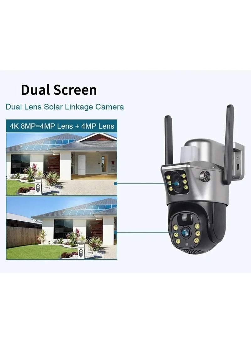 المهوس الفضاء كاميرا مراقبة شمسية V380Pro ثنائية العدسة - 4G/Wi‑Fi، إمكانية التحكم بزاوية ‑إمالة، تتبع الذكاء الاصطناعي، رؤية ليلية ملونة، IP66 - Image 4