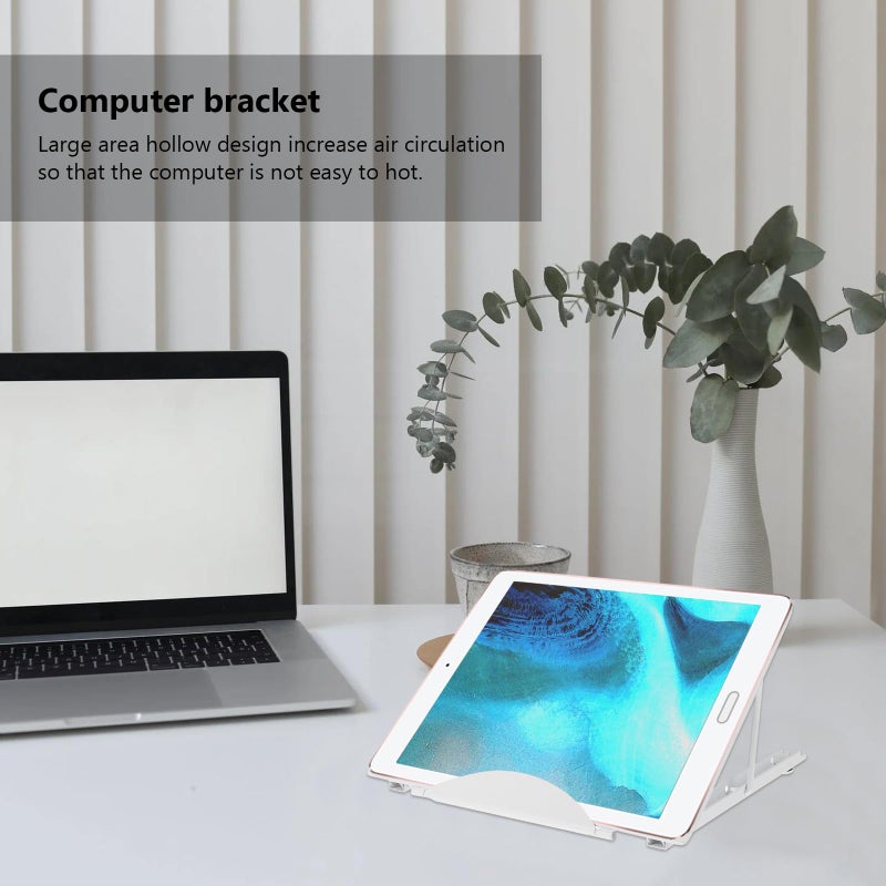 Adjustable Metal Laptop Stand Portable Folding Computer Rack White for Home Office Use - Image 5