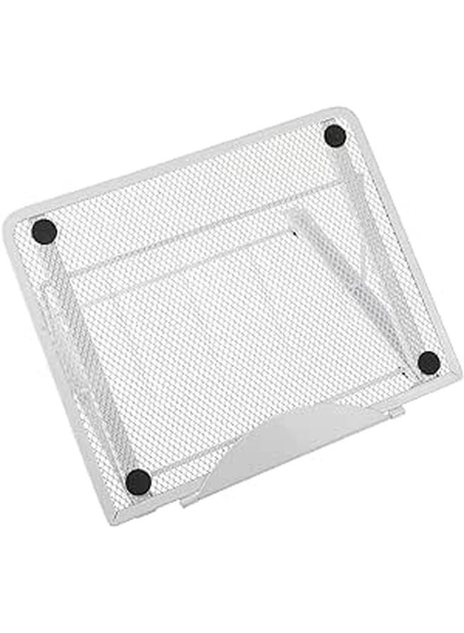 Adjustable Metal Laptop Stand Portable Folding Computer Rack White for Home Office Use - Image 1