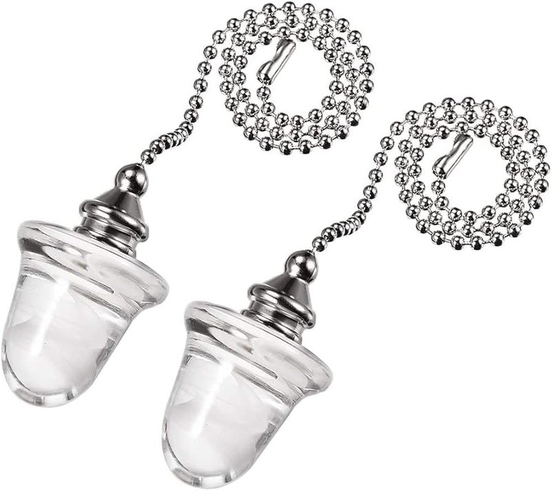 ثريا زجاجية على شكل جوزة البلوط 12 بوصة بلمسة نهائية من النيكل الفرشاتي بلون فضي مع سلسلة سحب، عبوة من 2 - Image 1