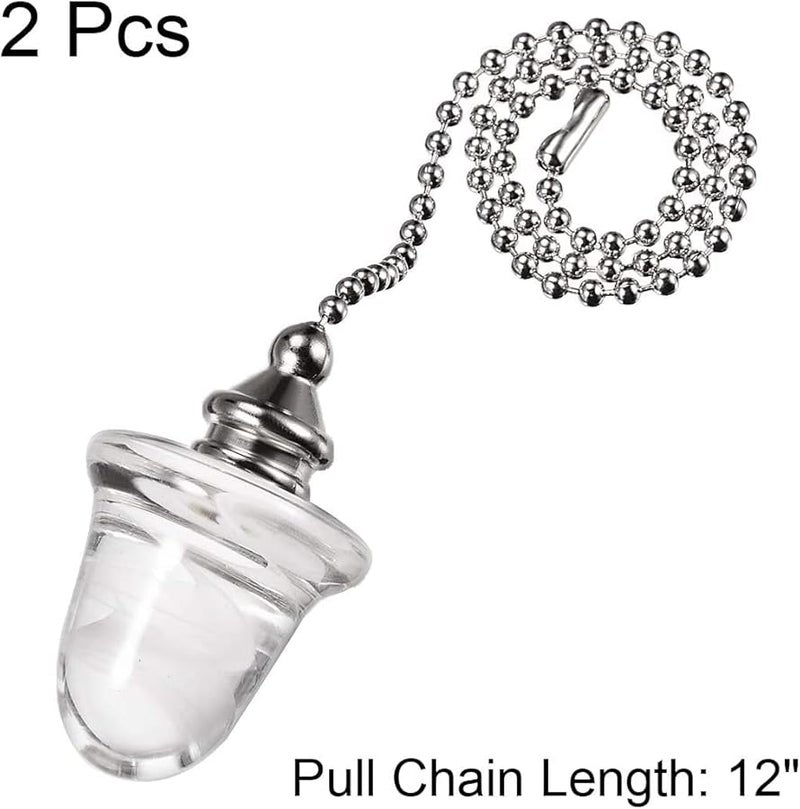 ثريا زجاجية على شكل جوزة البلوط 12 بوصة بلمسة نهائية من النيكل الفرشاتي بلون فضي مع سلسلة سحب، عبوة من 2 - Image 4