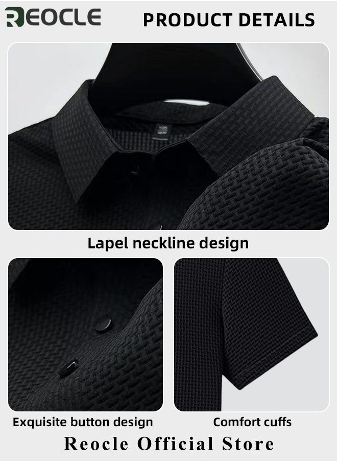 REOCLE - Men's Polo Shirt Mesh Ice Silk Short-sleeved T-shirt Short Sleeve Sports Golf Tennis T-Shirt Casual Collared Summer Shirt Classic Polo Shirt - Image 1