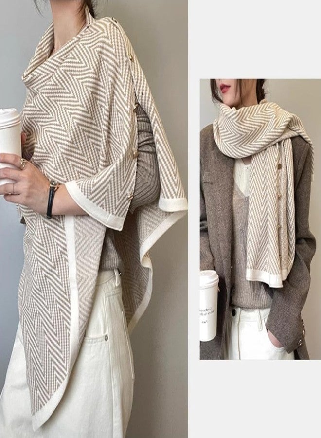 Upbull Pashmina Shawl Wraps Women Cute Knitted Shawls and Wraps Cardigan Cape Wool Cashmere Shoulder Top Sweater Shawl Scarf 2025, Beige, One size - Image 2
