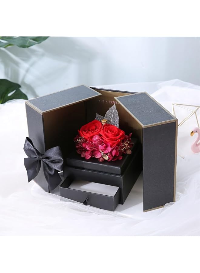 The Bros صندوق هدايا الورد الأحمر المحفوظ، زهور أبدية هدايا للام، صديقة، زوجة في يوم الحب، يوم الأم، عيد الميلاد، الذكرى السنوية، هدايا رومانسية لها - Image 3