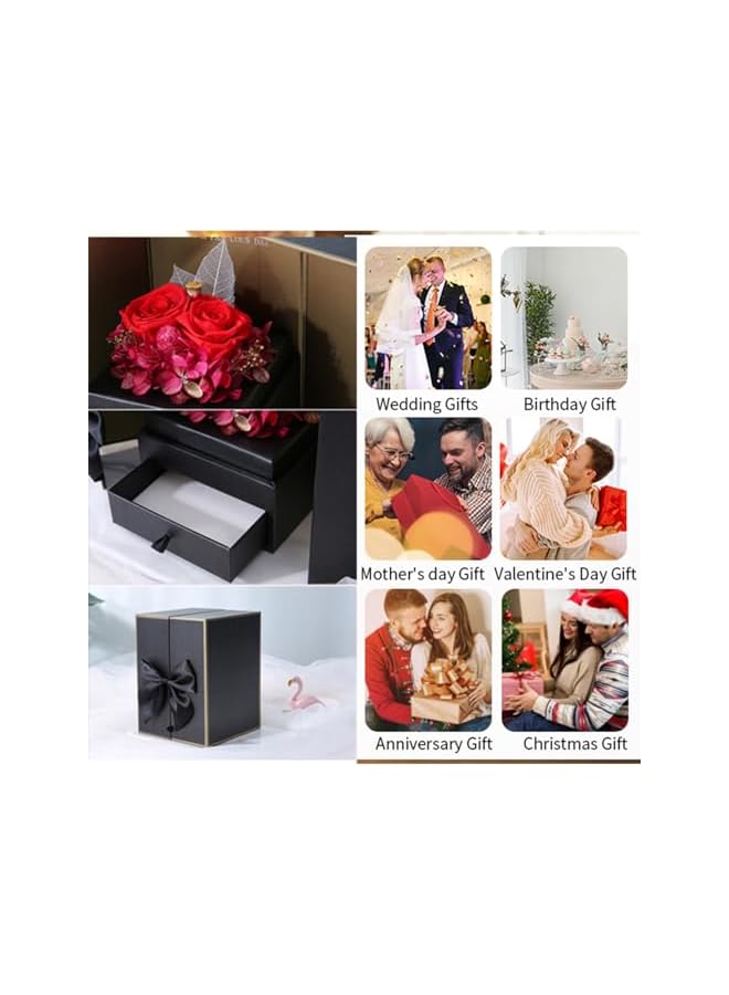 The Bros صندوق هدايا الورد الأحمر المحفوظ، زهور أبدية هدايا للام، صديقة، زوجة في يوم الحب، يوم الأم، عيد الميلاد، الذكرى السنوية، هدايا رومانسية لها - Image 5
