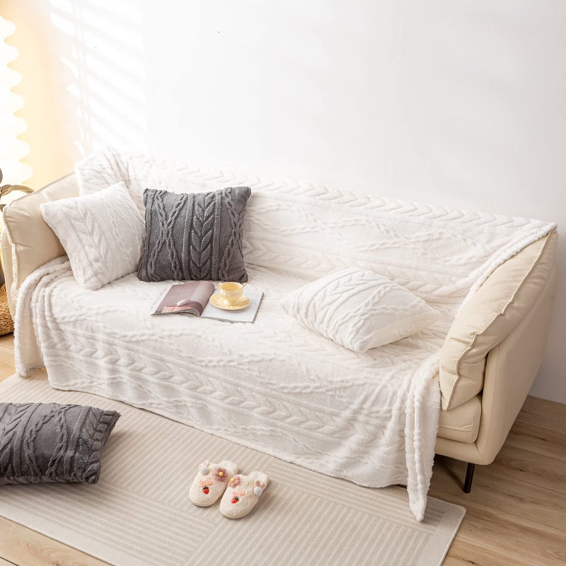 YUSOKI Sherpa Large Throw Blanket Single Layer,Light Weight(1.7lb),370GMS-3D Stylish Design for Gift Home Decor (Ivory,50"x65") - Image 5