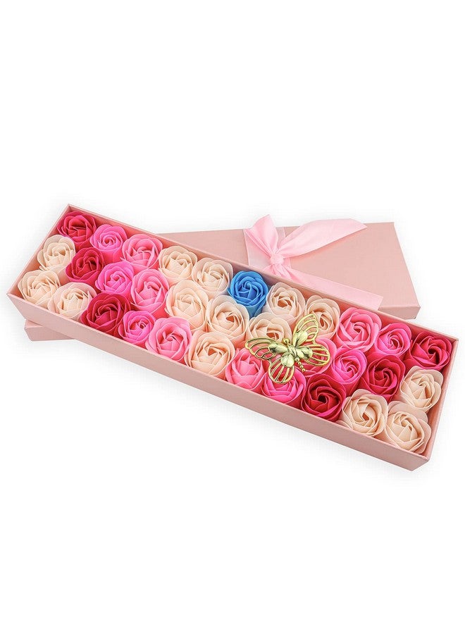 JIALEEY 33 Pcs Floral Scented Bath Soap Rose Flower Petals Plant Essential Oil Rose Soap Set Gifts Ideas For Her Women Girls Mom Valentine'S Day Pink Gift Box - Image 1