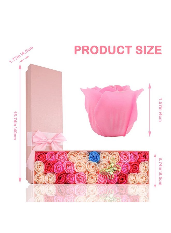 JIALEEY 33 Pcs Floral Scented Bath Soap Rose Flower Petals Plant Essential Oil Rose Soap Set Gifts Ideas For Her Women Girls Mom Valentine'S Day Pink Gift Box - Image 2