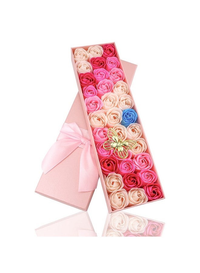 JIALEEY 33 Pcs Floral Scented Bath Soap Rose Flower Petals Plant Essential Oil Rose Soap Set Gifts Ideas For Her Women Girls Mom Valentine'S Day Pink Gift Box - Image 3