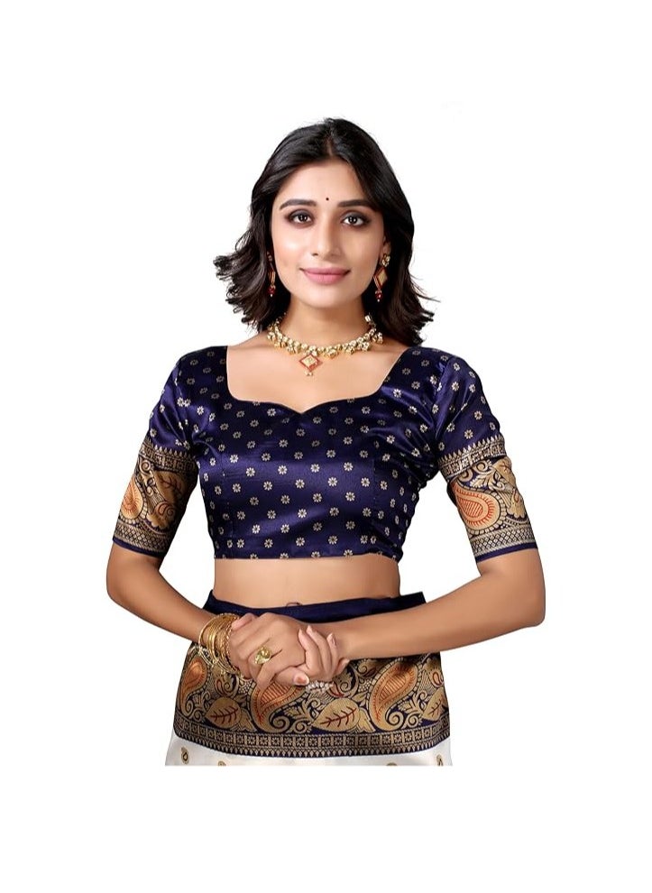 Accessorize Kingdom Women's Silk Saree With blouse piece  - Image 4