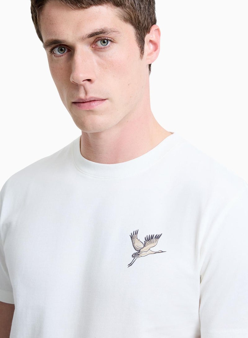 French Connection Ss Japanese Crane Print T-Shirt - Image 3