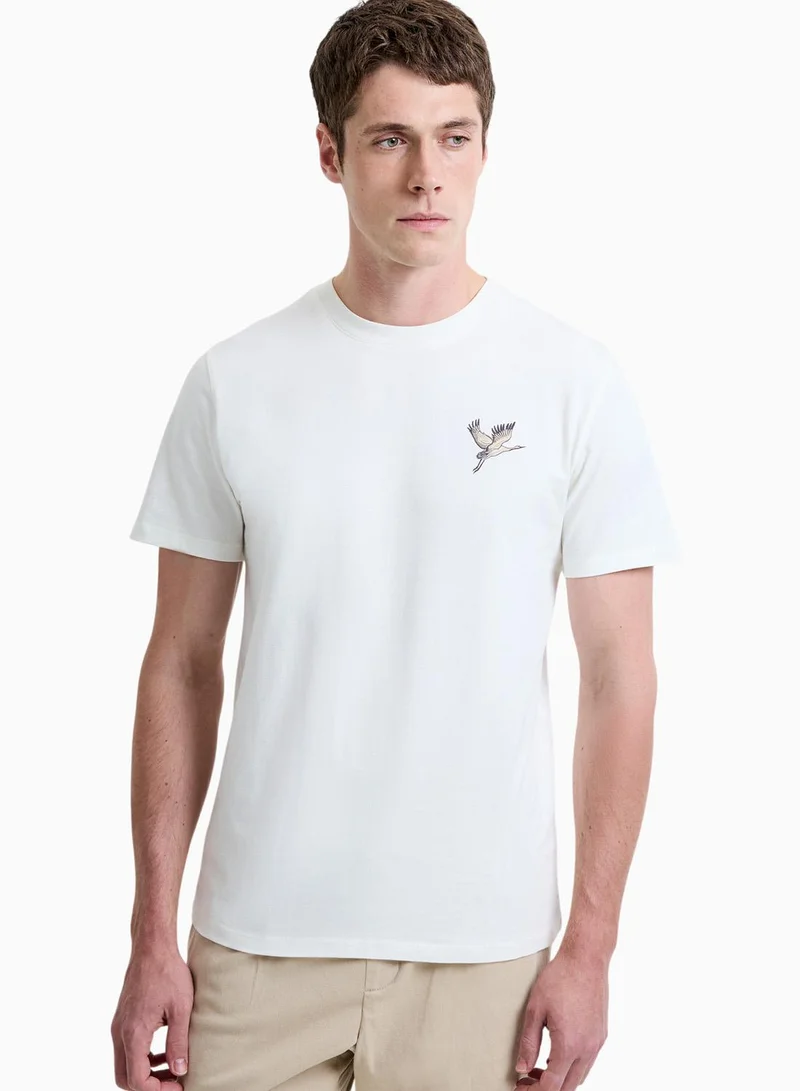 فرنش كونكشن Ss Japanese Crane Print T-Shirt