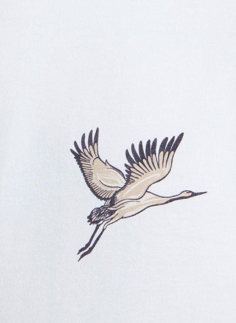 French Connection Ss Japanese Crane Print T-Shirt - Image 5