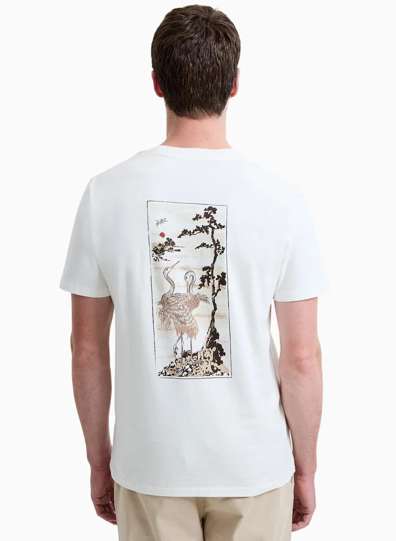 French Connection Ss Japanese Crane Print T-Shirt