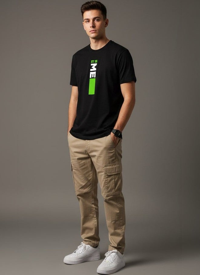 OUTLAWS Men's Black Typography Printed T-Shirt | 100% Cotton Round Neck Tee | Color Lock Technology | No Shrinkage - Image 1