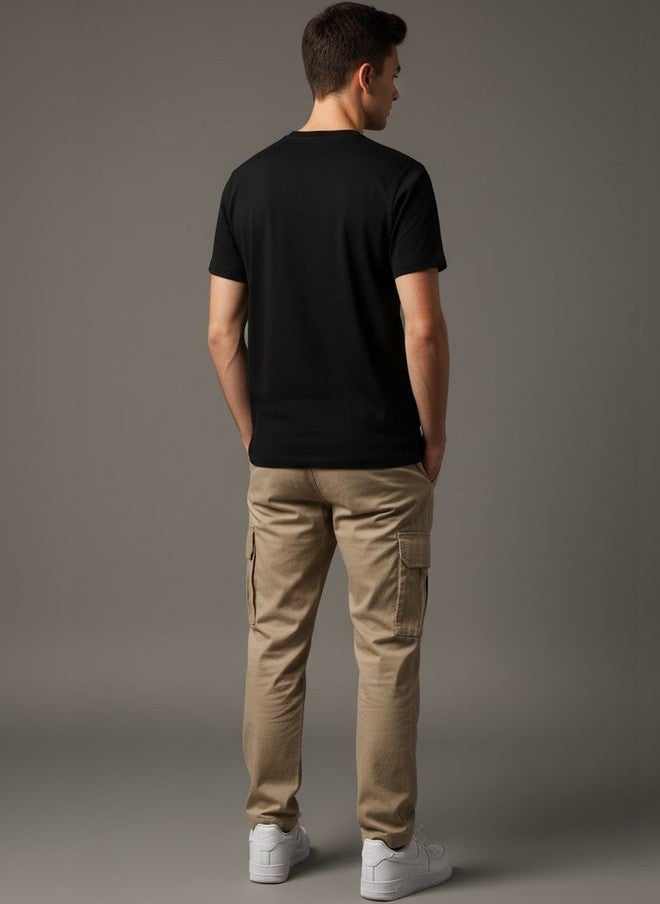 OUTLAWS Men's Black Typography Printed T-Shirt | 100% Cotton Round Neck Tee | Color Lock Technology | No Shrinkage - Image 2
