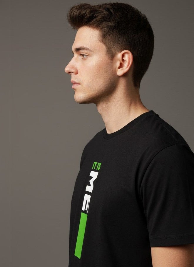 OUTLAWS Men's Black Typography Printed T-Shirt | 100% Cotton Round Neck Tee | Color Lock Technology | No Shrinkage - Image 3