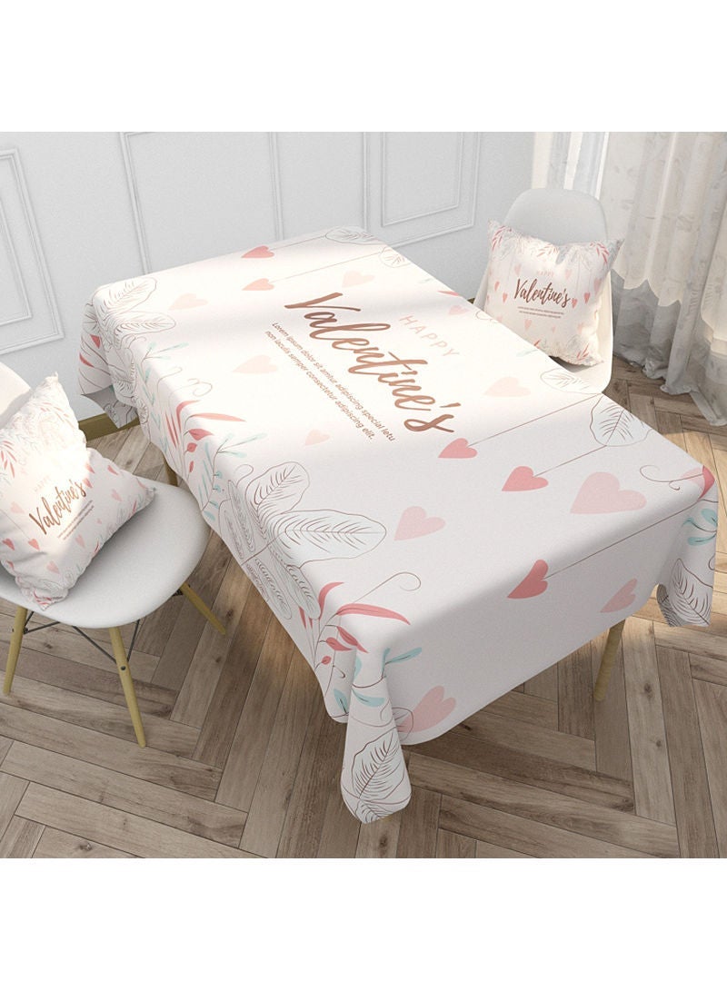 NIBEMINENT Love Pattern Print Waterproof Table Cloth White 140x200cm - Image 1