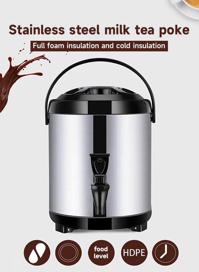 Insulated Beverage Dispenser, 6 L Stainless Steel Beverage Dispenser Cold and Hot Tea with Spigot for Catering Party Hot Tea Milk, Cold Milk, Water Juice Drink, Silver - Image 1