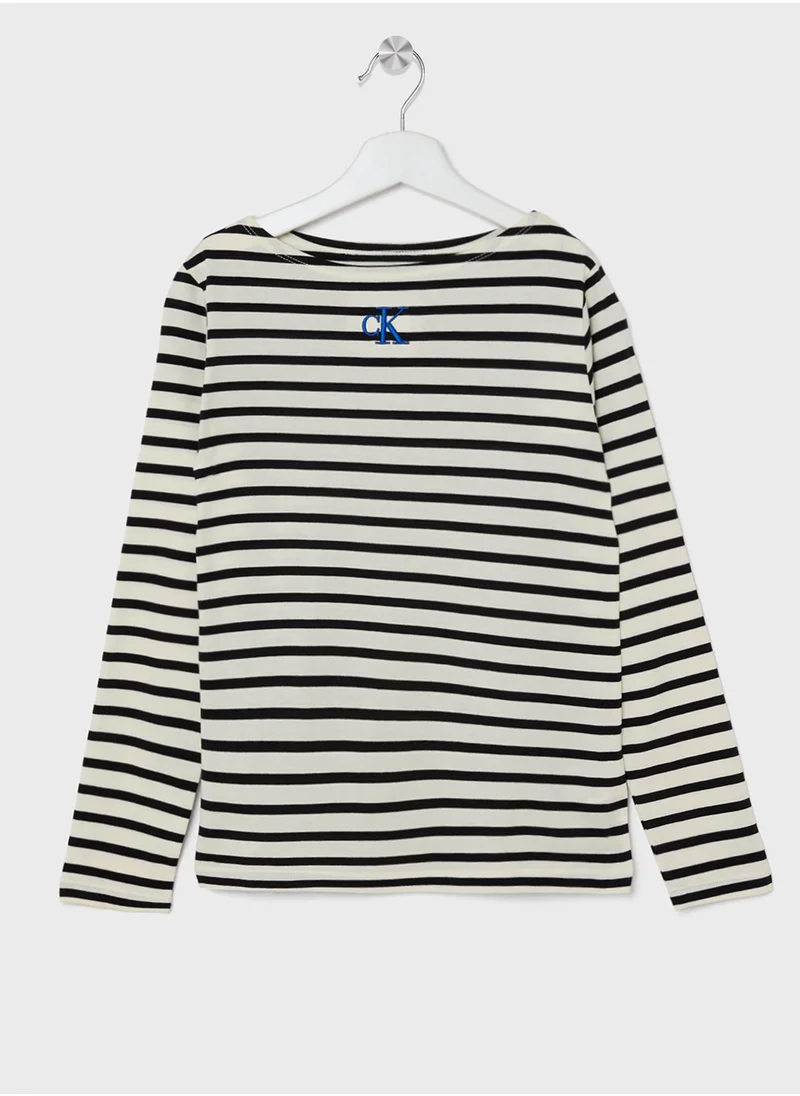 كالفن كلاين جينز Youth Boatneck Stripe T-Shirt