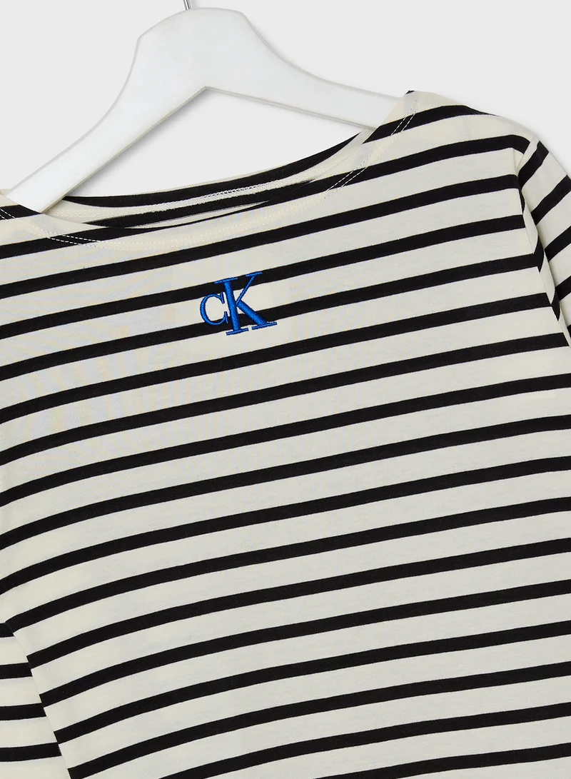 كالفن كلاين جينز Youth Boatneck Stripe T-Shirt