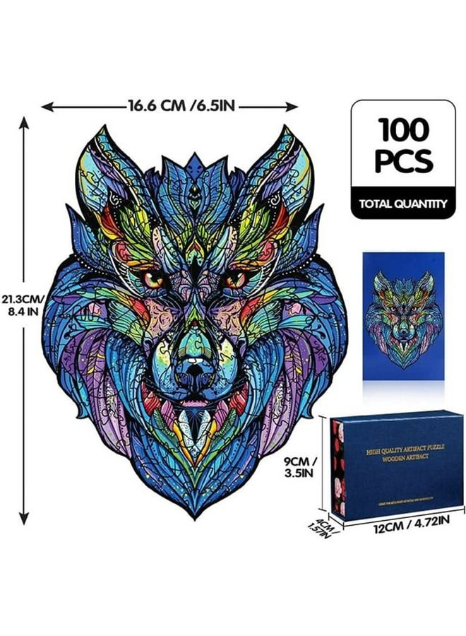 Wolf Wooden Jigsaw Puzzle Wood Animal Shape 3D Jigsaw Puzzle for Adults And Kids - Image 1