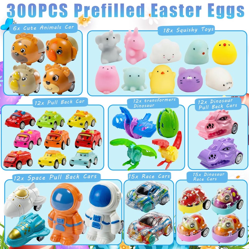 SQZUWIT 300 Pcs Prefilled Easter Eggs with Toys Inside, Pre Filled Easter Hunt for Kids Bulk Basket Stuffers Essentials Pre-filled Party Favors Classroom Prize Supplies - Image 2