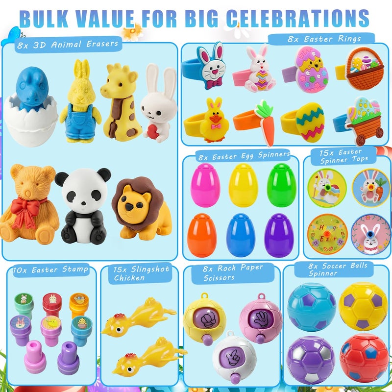 SQZUWIT 300 Pcs Prefilled Easter Eggs with Toys Inside, Pre Filled Easter Hunt for Kids Bulk Basket Stuffers Essentials Pre-filled Party Favors Classroom Prize Supplies - Image 3