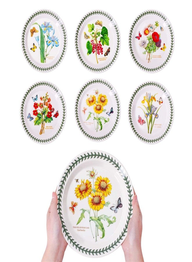 طقم أطباق سلطة سيراميك من KXZ مكون من 6 قطع، أطباق عشاء من البورسلين للحلوى، بورسلين، مزخرف، مسطح، آمن للاستخدام في الميكروويف وغسالة الصحون والفرن (8.5 بوصة، بنقشة زهور) - Image 1