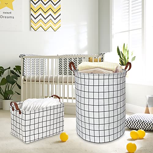 CLOCOR Rectangular Storage Basket,Collapsible Cute Pattern Storage Bin,Waterproof Coating Storage Box with Handles,Gift Baskets,Shelf Basket (white checks) - Image 5
