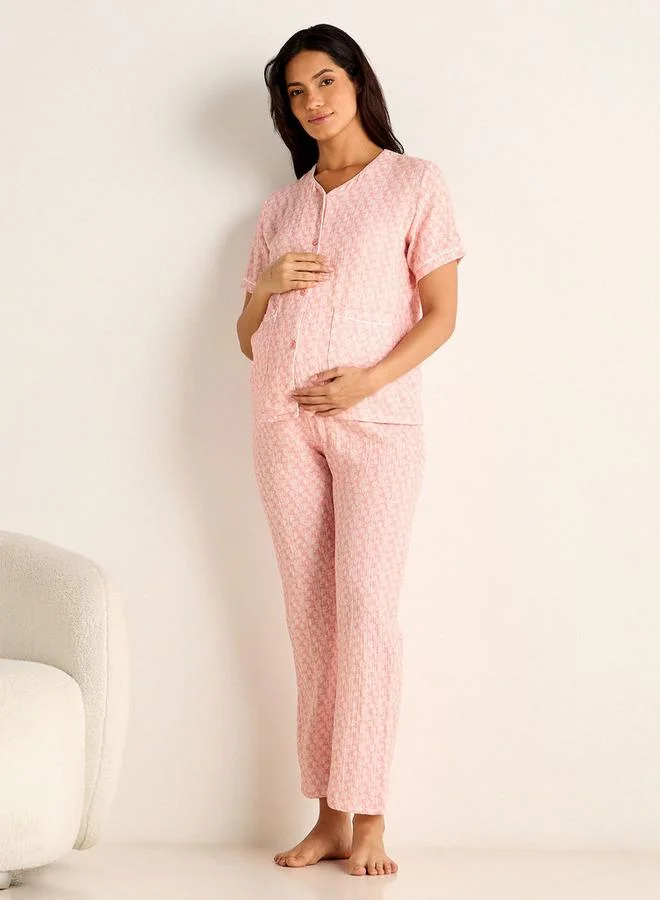 Splash FAV Floral Print Maternity Pyjama Set