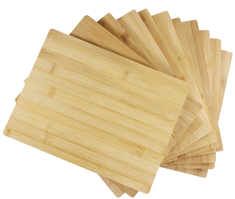 Set of 12 12X9 Bulk Plain Reversible Bamboo Serving Tray Wood Charcuterie Platter Hot Mat Cutting Chopping Board for Customized Personalized Engraving Gift Wholesale Home Deco Wall Art