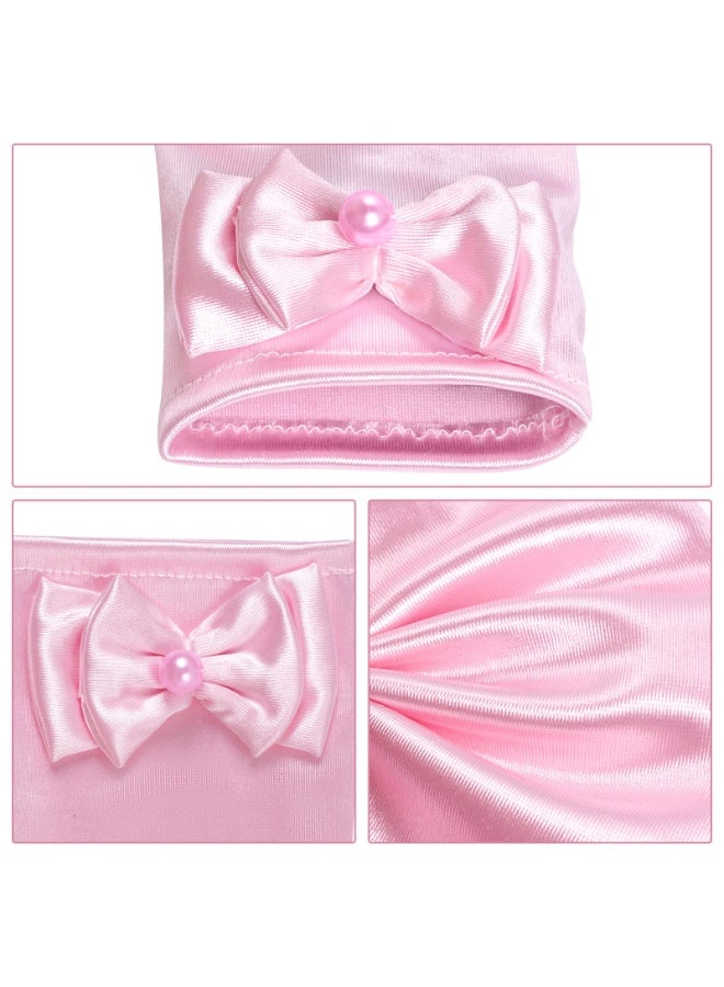 Pink Long Satin Princess Dress Up Gloves Decorated With Shiny Diamonds And Lovely Bows, Elegant Princess Costume Accessories Ideal For Birthday Parties Wedding Ceremonies And Themed Costume Events - Image 3