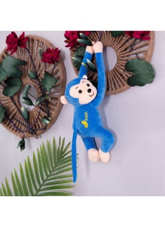 Little Monkey Long-armed Monkey Plush Toy Lie-prone Monkey Will Call Banana Monkey Curtain Monkey Doll Cartoon Grasping Machine Doll-Color:Blue-Height:55cm Expanded Length [sounding Model]