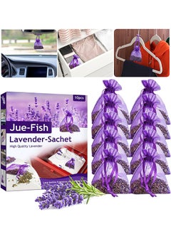 JUE-FISH 10PCS Lavender Sachets Bags, Freshen Your Laundry, Odor Eliminator For Cats And Dogs, Shoes And Gym Bags For Dryers, Closets, Drawers, Sweater Storage And Cars With Premium Dried Lavender Flowers  - Image 1