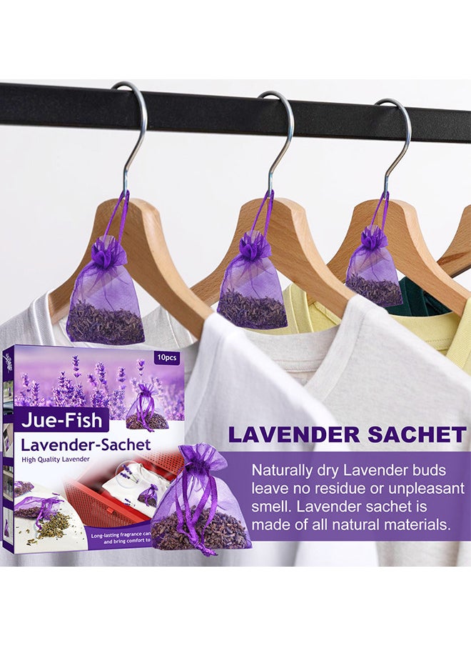 JUE-FISH 10PCS Lavender Sachets Bags, Freshen Your Laundry, Odor Eliminator For Cats And Dogs, Shoes And Gym Bags For Dryers, Closets, Drawers, Sweater Storage And Cars With Premium Dried Lavender Flowers  - Image 5