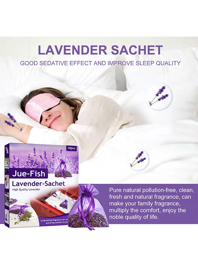 JUE-FISH 10PCS Lavender Sachets Bags, Freshen Your Laundry, Odor Eliminator For Cats And Dogs, Shoes And Gym Bags For Dryers, Closets, Drawers, Sweater Storage And Cars With Premium Dried Lavender Flowers  - Image 4