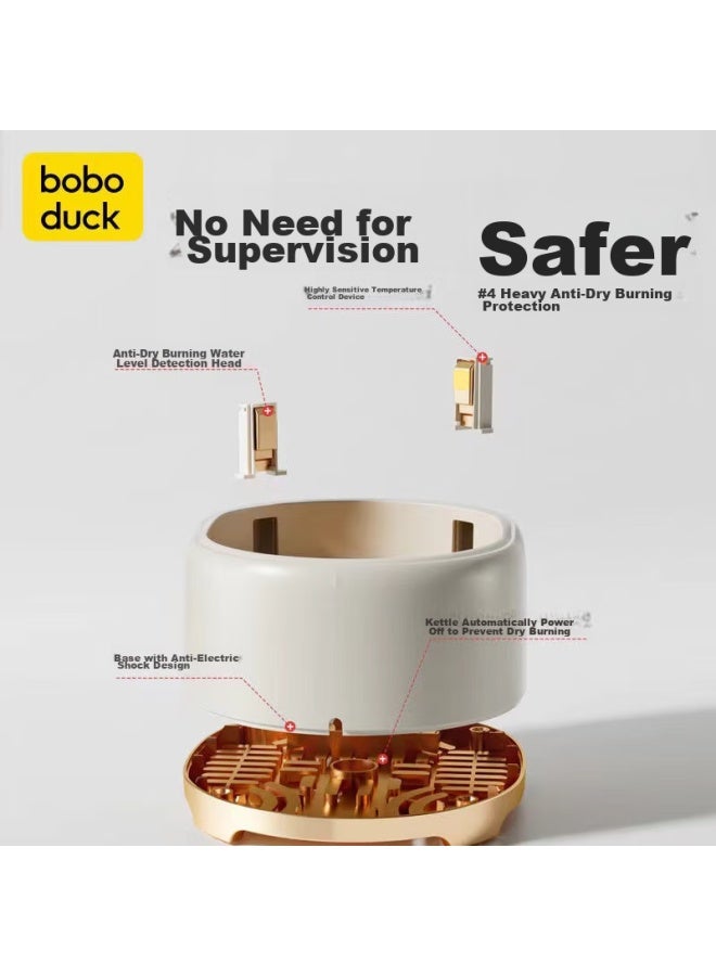 Boboduck All-glass Constant Temperature Kettle, Baby Formula Mixer, Electric Hot Water Kettle, Baby Milk Warmer, Health Pot F6262 Beige - Image 3