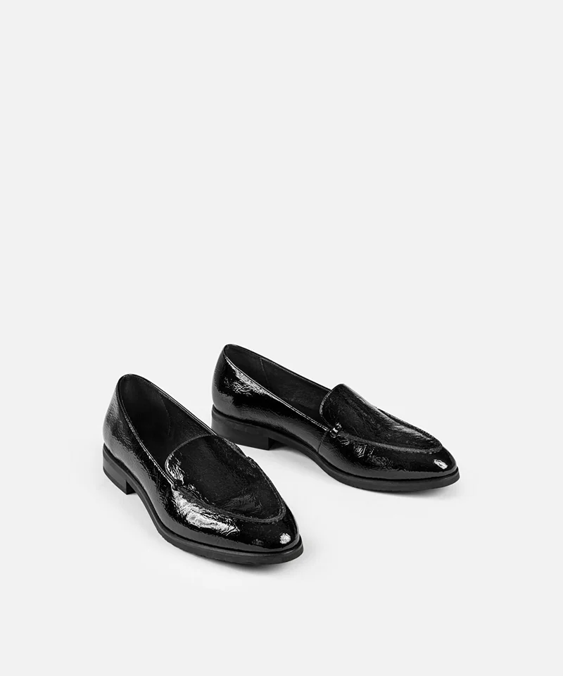 Ipekyol  Patent-Effect Textured Loafers for Women | Best Price UAE