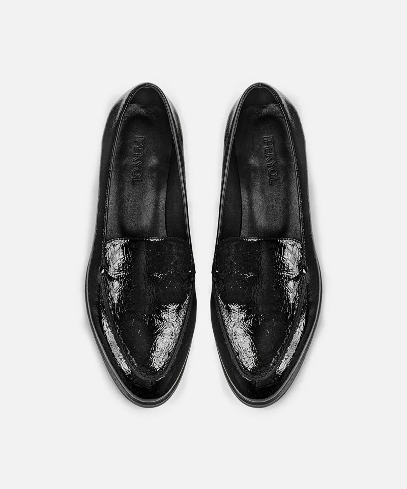Ipekyol  Patent-Effect Textured Loafers for Women | Best Price UAE